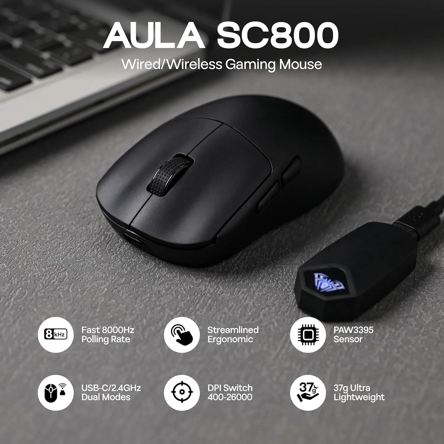 AULA SC800 Gaming Mouse USB-C  - Gaming Console Buttons review and price